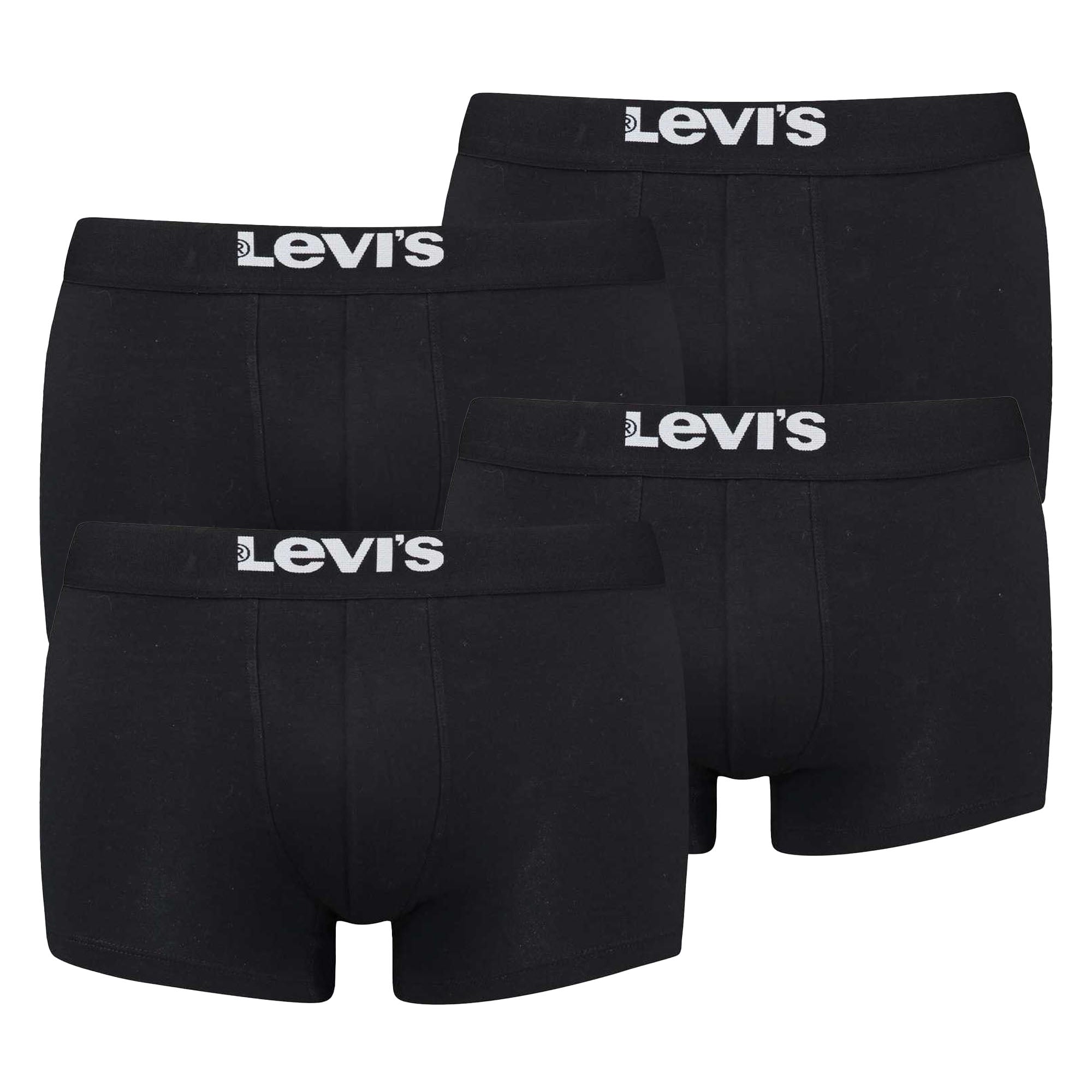 Levi's Herren Boxershorts, 4er Pack - Solid Basic Trunk Organic, Logobund