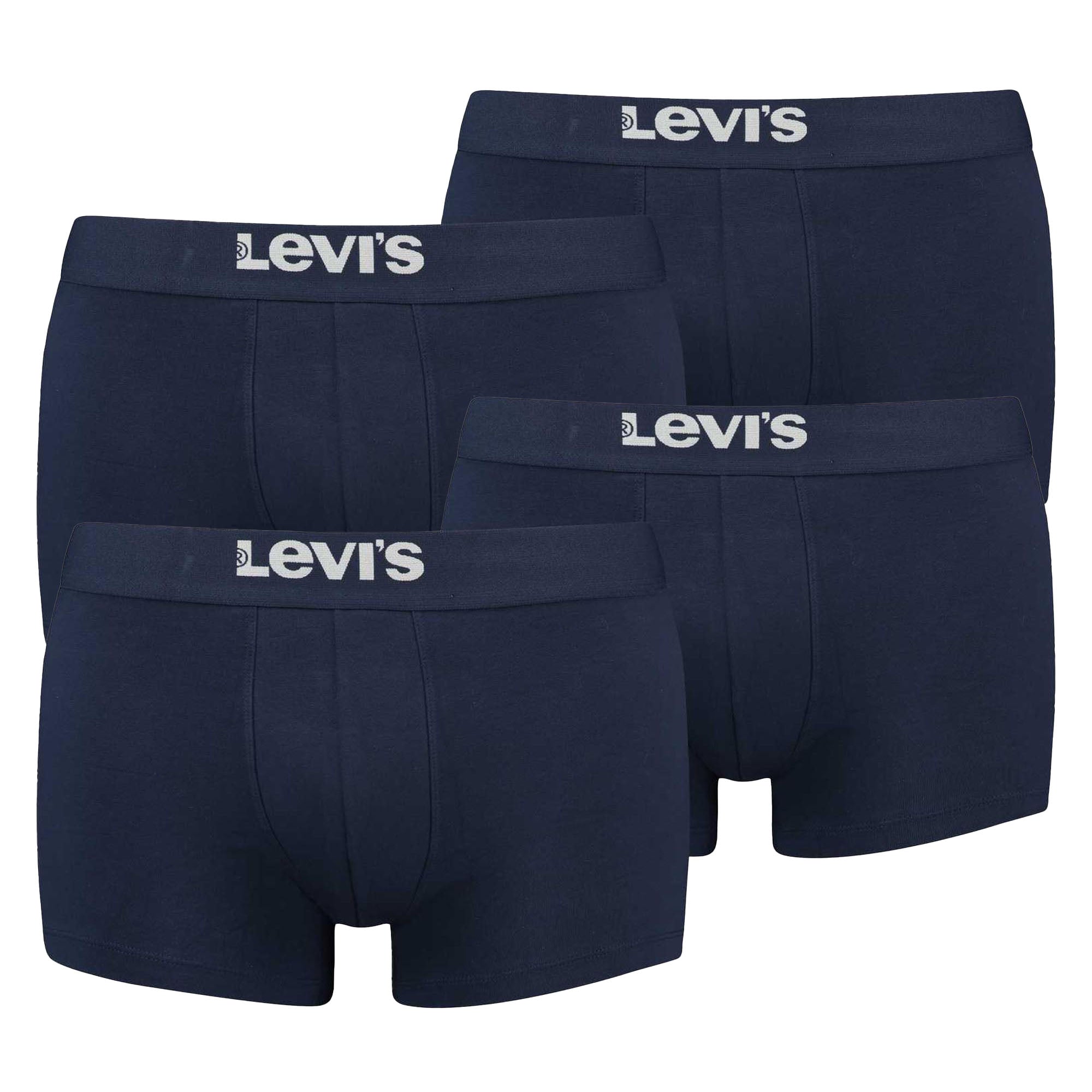 Levi's Herren Boxershorts, 4er Pack - Solid Basic Trunk Organic, Logobund