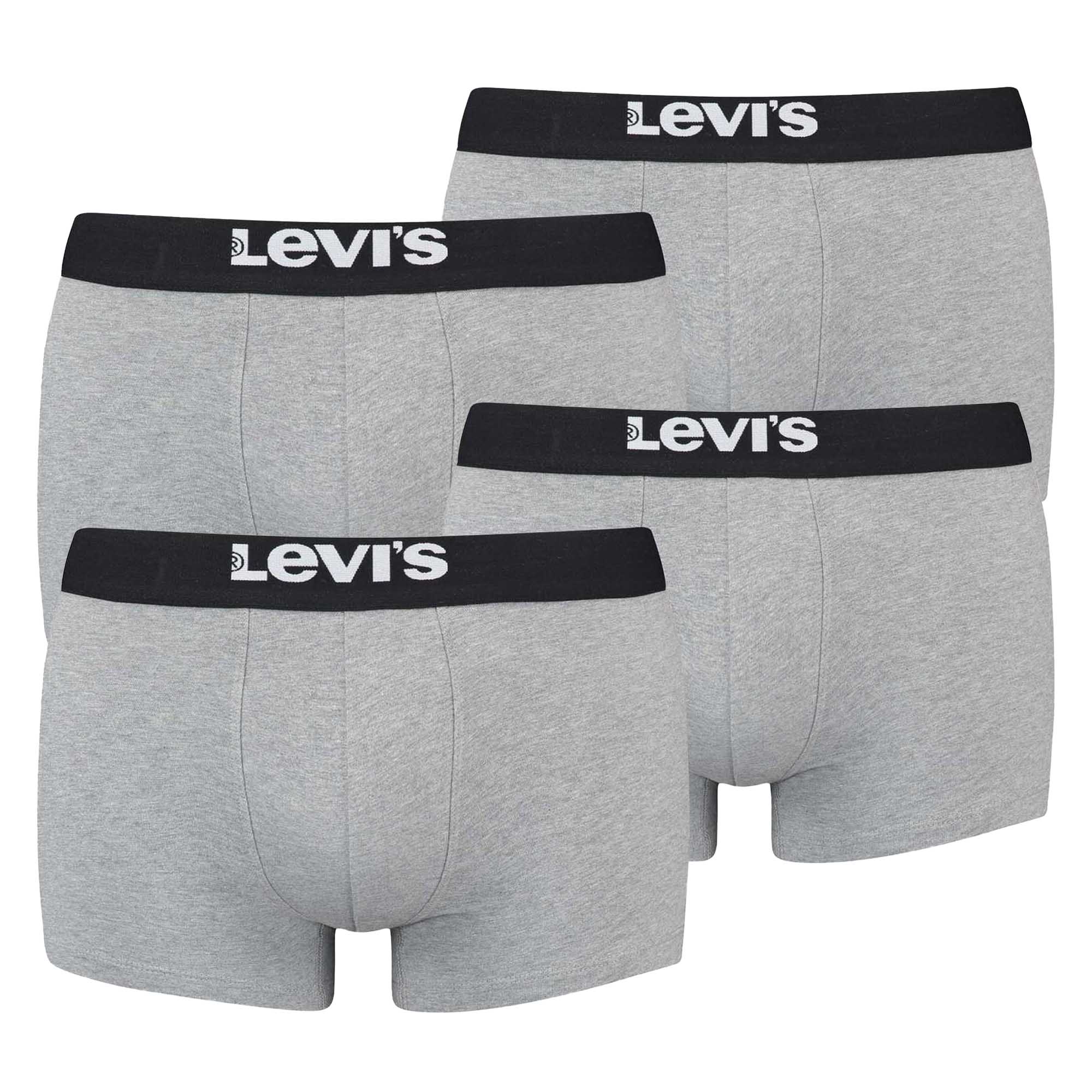 Levi's Men's Solid Basic Trunk Organic, Pack of 4, Boxer Shorts, Logo Waistband