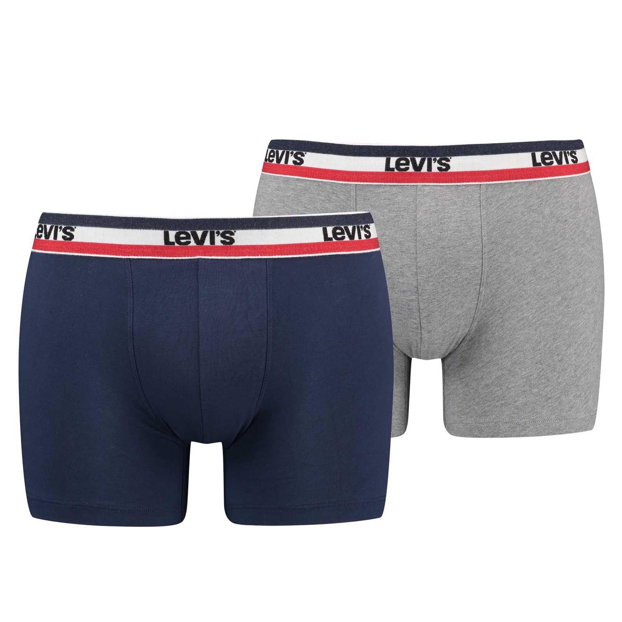 Levi's Herren Boxershorts, 2er Pack - Sportswear Boxer Brief Organic, Logobund