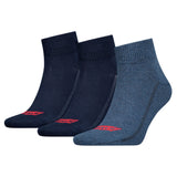 Levi's Unisex Quarter-Socken, 3er Pack- Mid Cut Batwing Logo, Recycled Cotton 3P, einfarbig