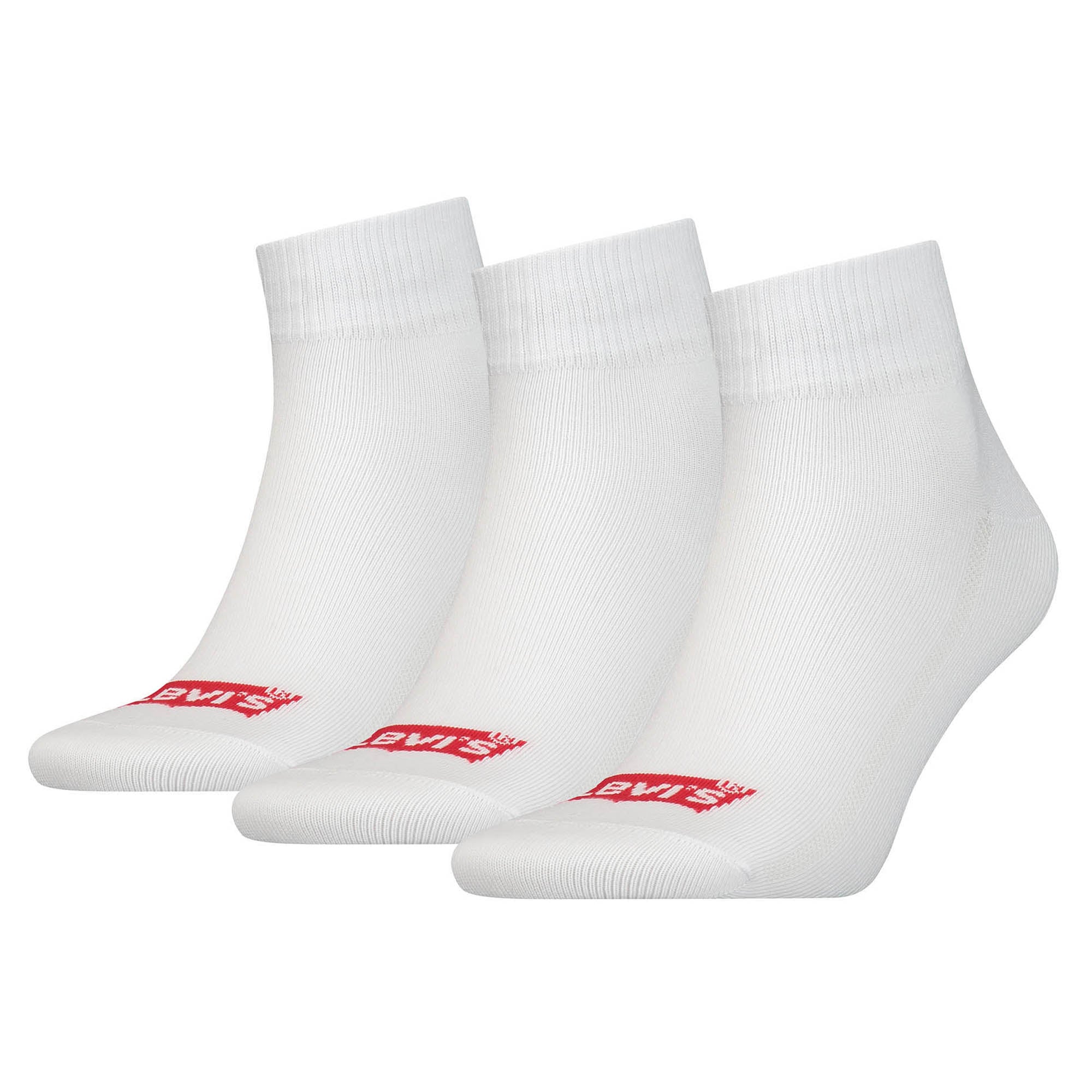 Levi's Unisex Quarter-Socken, 3er Pack- Mid Cut Batwing Logo, Recycled Cotton 3P, einfarbig