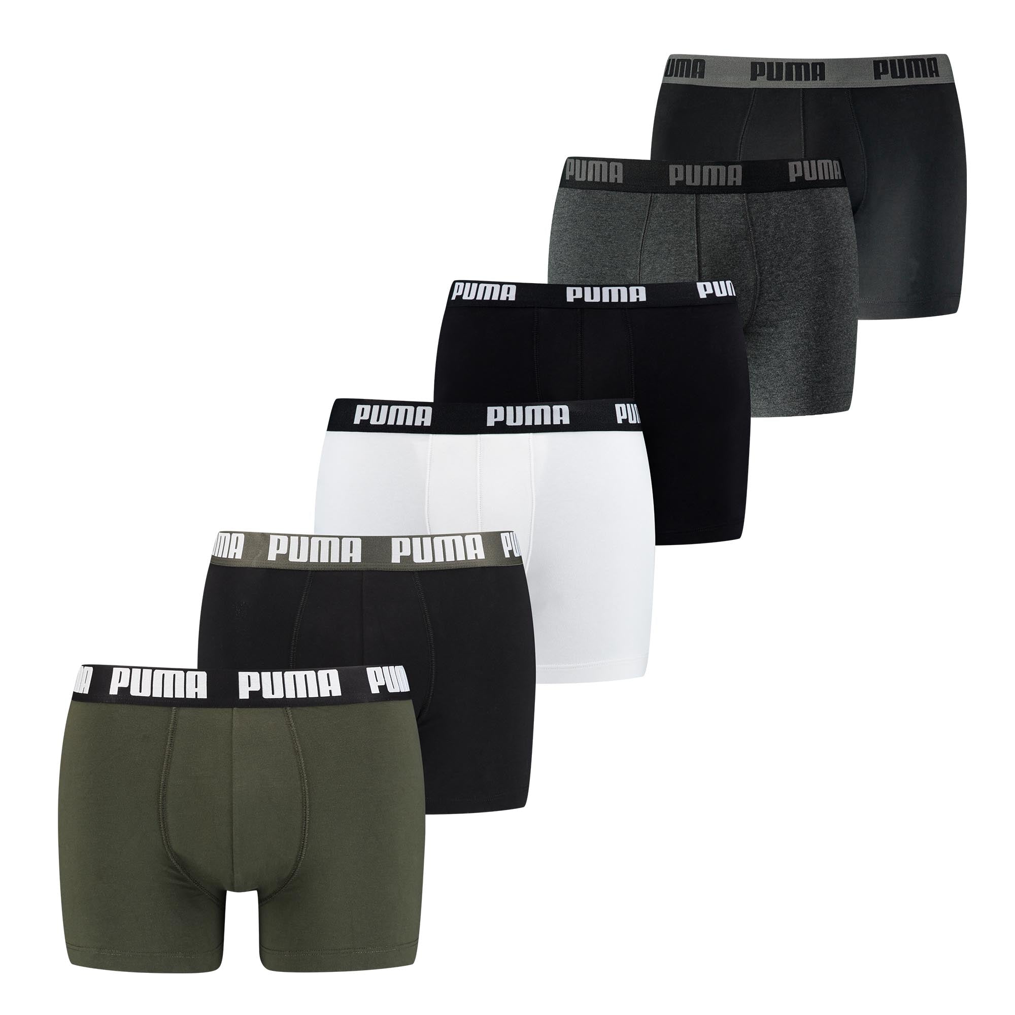 PUMA Men's Boxer Shorts, 6 Pack - Basic Boxer, Cotton Stretch, Everyday