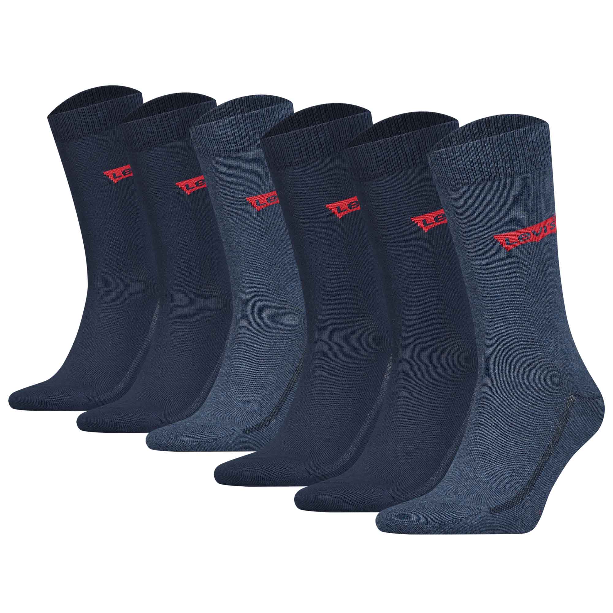 Levi's Men's Socks 6 Pack- Regular Cut Batwing, ECOM, Logo, Solid Colour