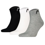 HEAD Unisex Quarter Socken, 3er Pack - All Sports Training Quarter 3P, Logo, einfarbig