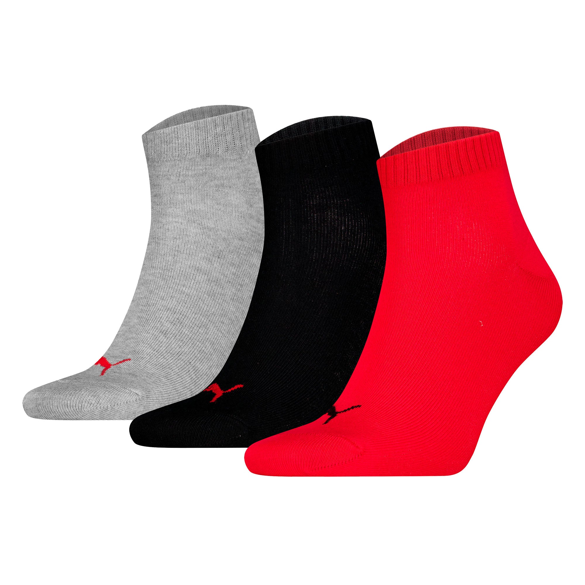 PUMA Unisex Quartersocken, 3er Pack - Quarter Plain 3P, Logo, einfarbig