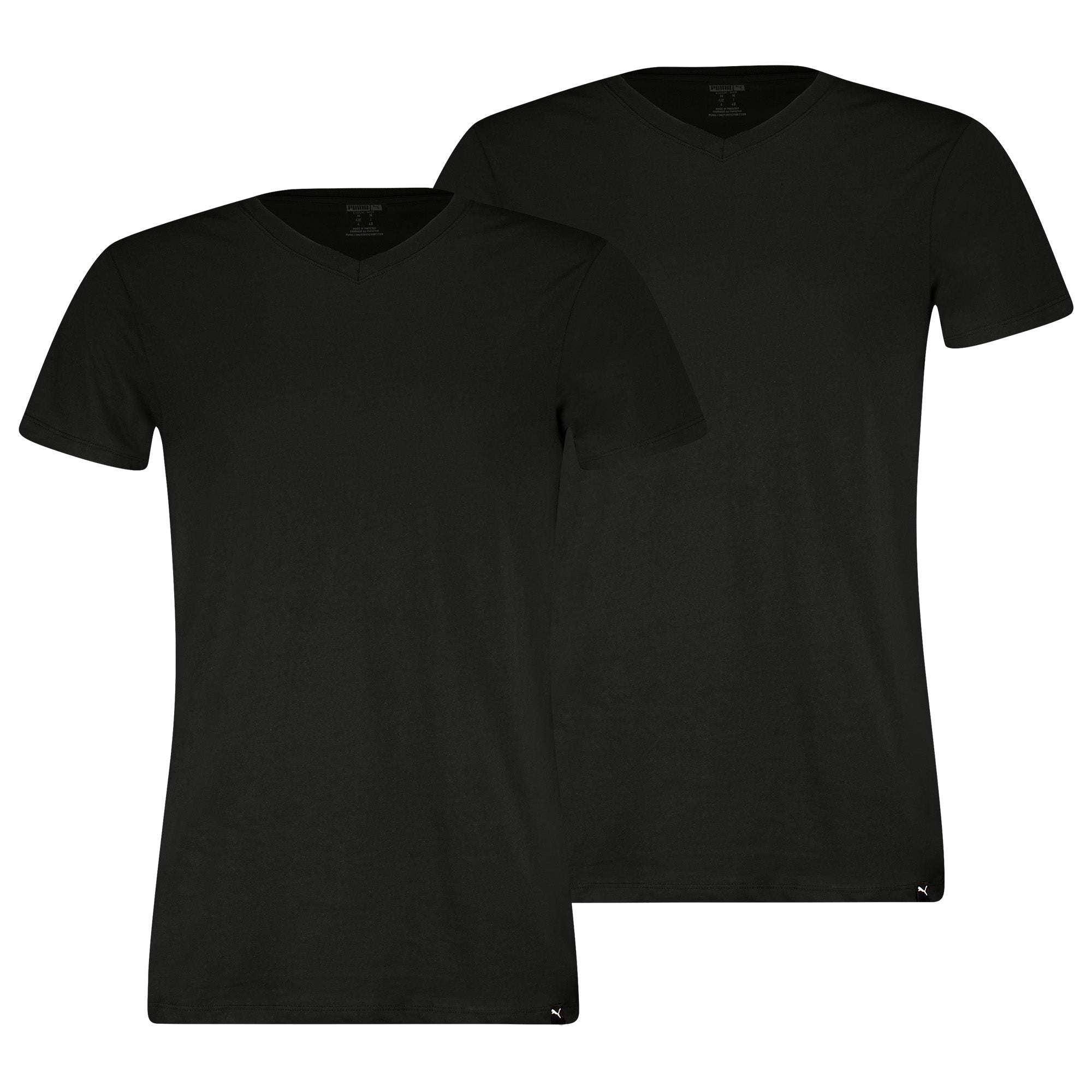 PUMA Herren T-Shirts, 2er Pack - V-Neck Tee 2P, V-Ausschnitt, Regular Fit, Baumwolle, einfarbig