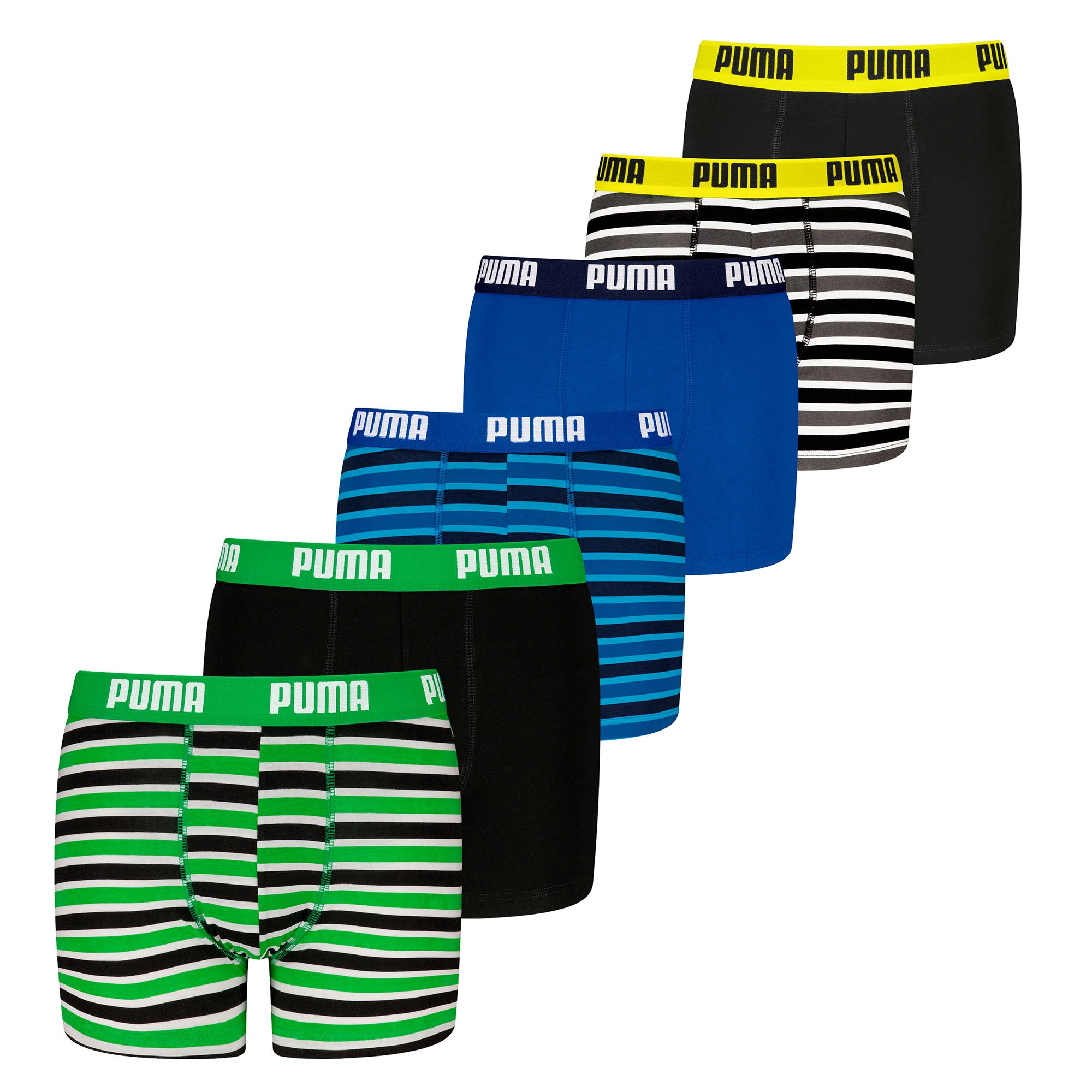 PUMA Jungen Boxer Shorts, 6er Pack - Everyday Striped Boxers ECOM 6P, Cotton Stretch, Streifen