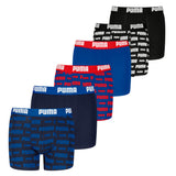 PUMA Jungen Boxer Shorts, 6er Pack - Everyday Logo Print Boxers ECOM 6P, Cotton Stretch