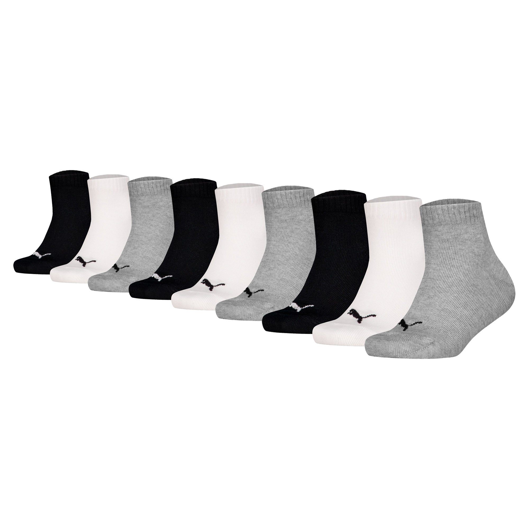 PUMA Kinder Quartersocken, 9er Pack - Plain Quarter ECOM 9P, Logo, einfarbig