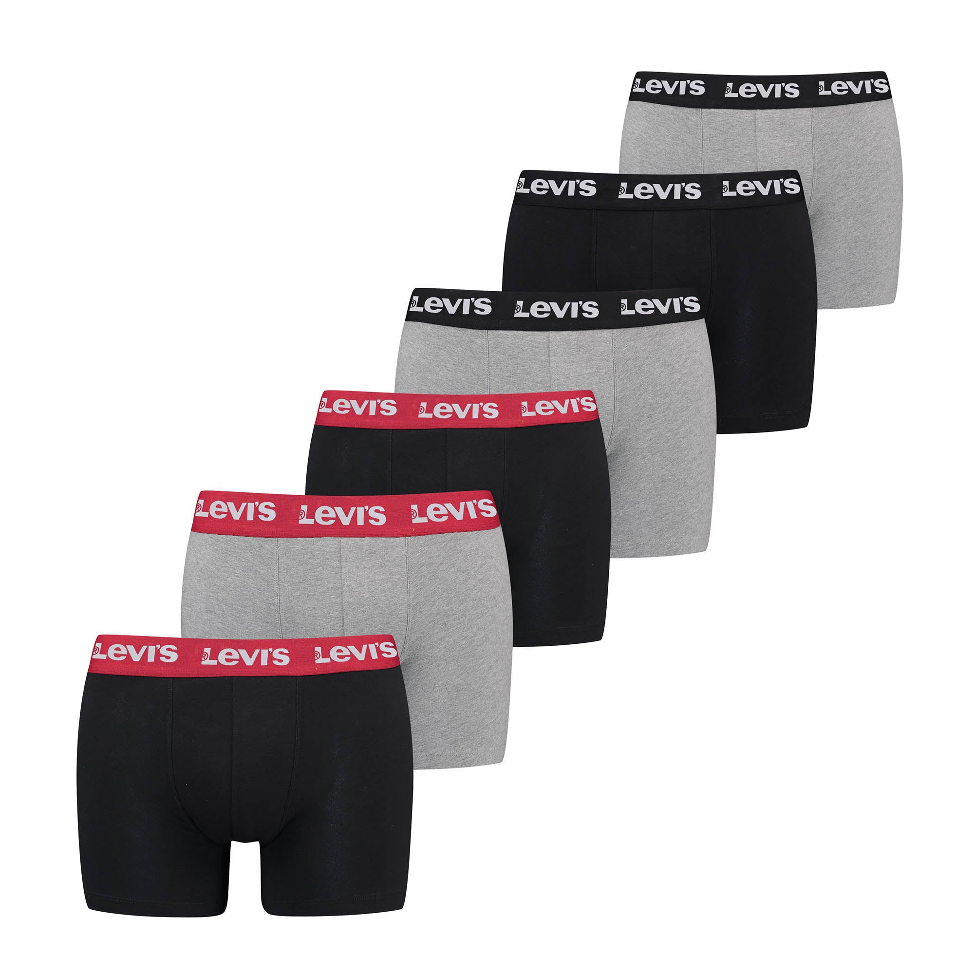 Levi's Herren Boxer-Shorts, 6er Pack -  Logo Boxer Brief 6P, Cotton Stretch, ECOM