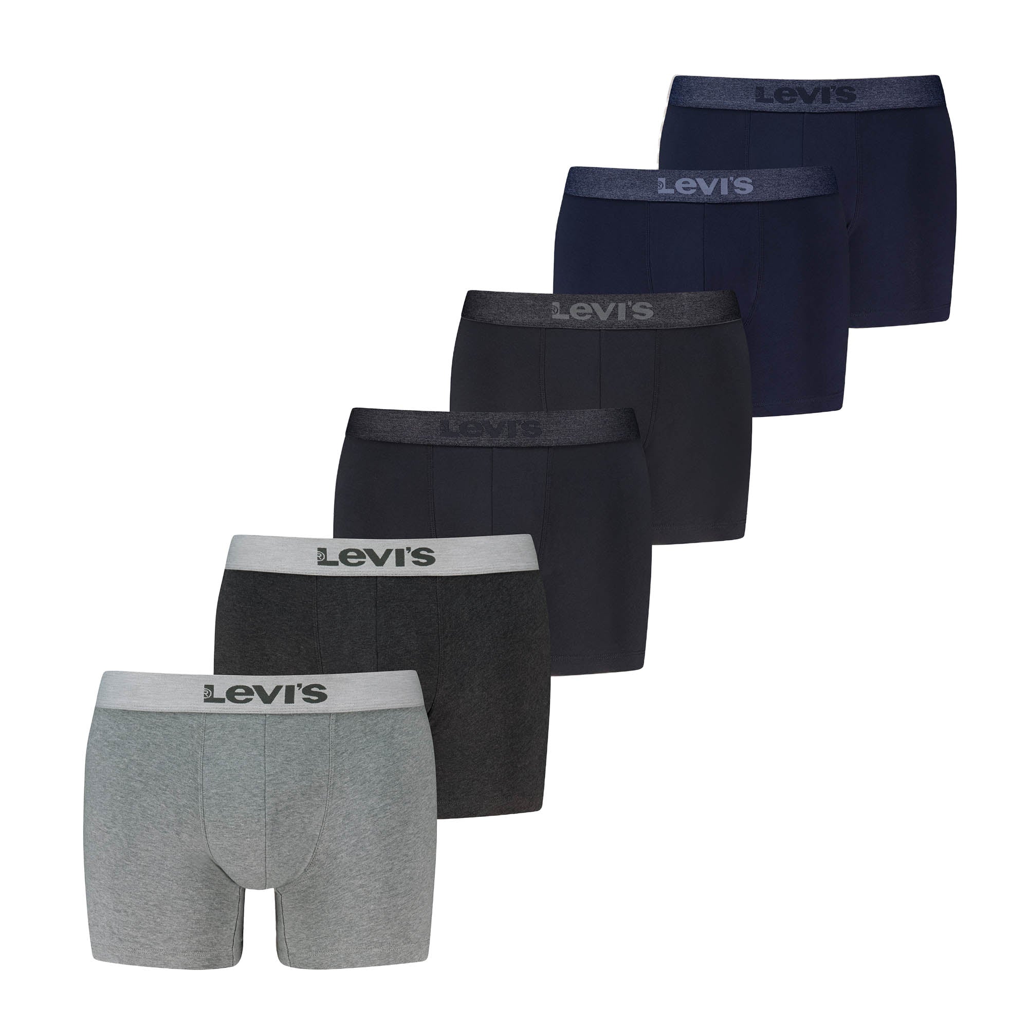 Levi's Herren Boxershorts, 6er Pack -  WB Boxer Brief 6P, Logo Cotton Stretch, ECOM