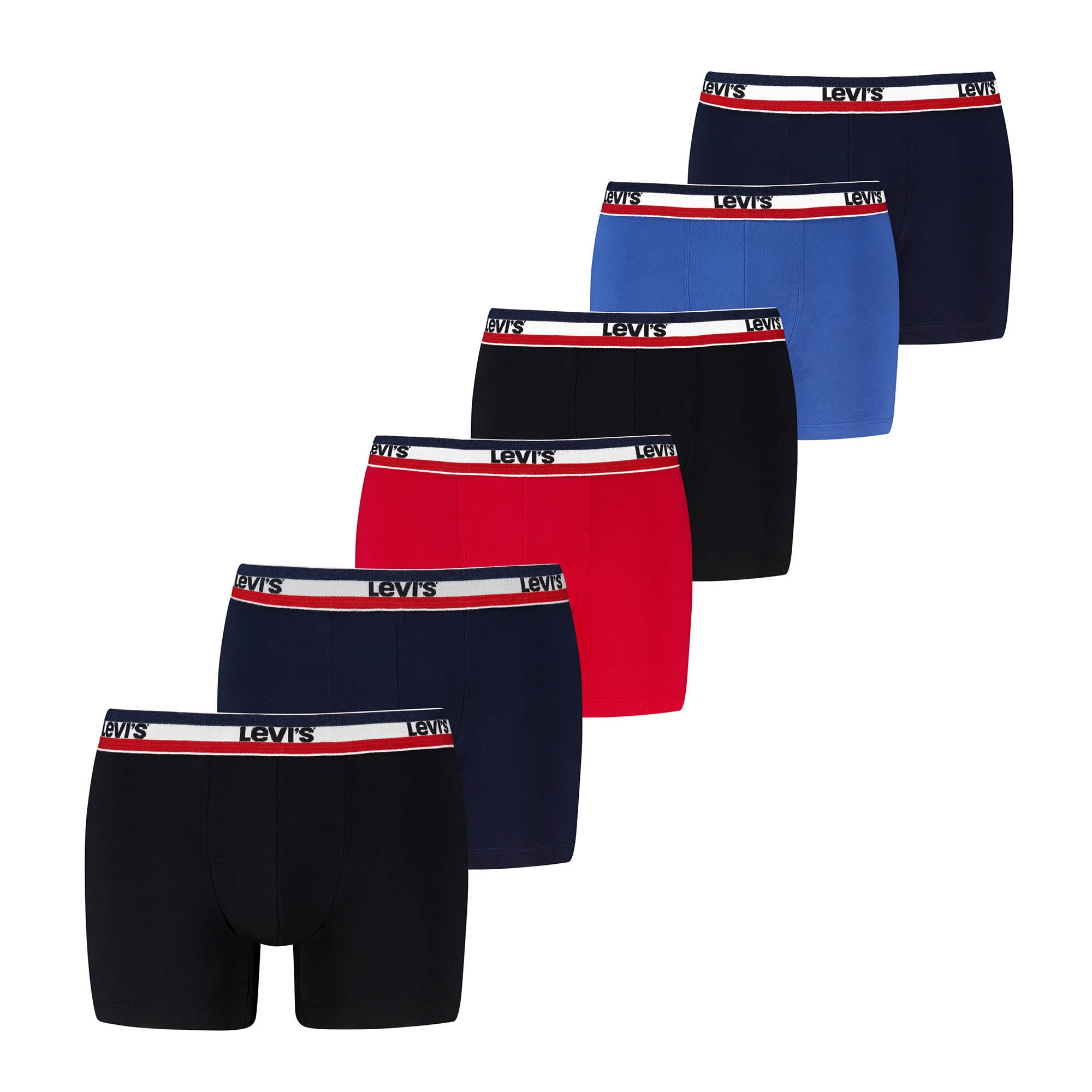 Levi's Herren Boxershorts, 6er Pack -  Repeat SPW Logo Boxer Brief 6P, Cotton Stretch, ECOM