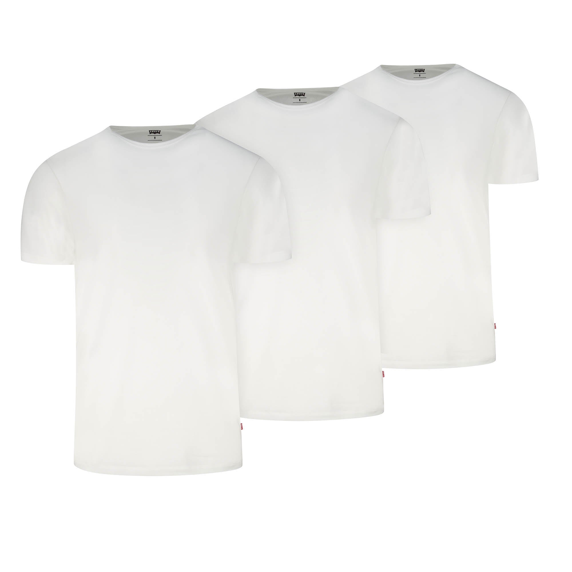 Levi's Herren T-Shirts, 3er Pack - Solid Crew 3P, Rundhals, Cotton Stretch, ECOM