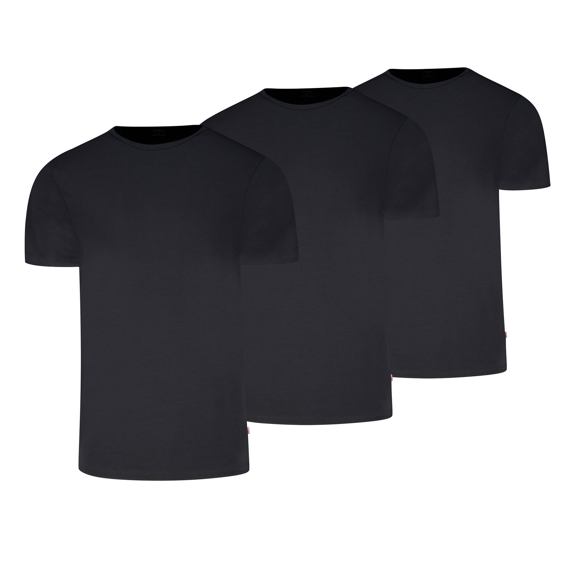 Levi's Herren T-Shirts, 3er Pack - Solid Crew 3P, Rundhals, Cotton Stretch, ECOM