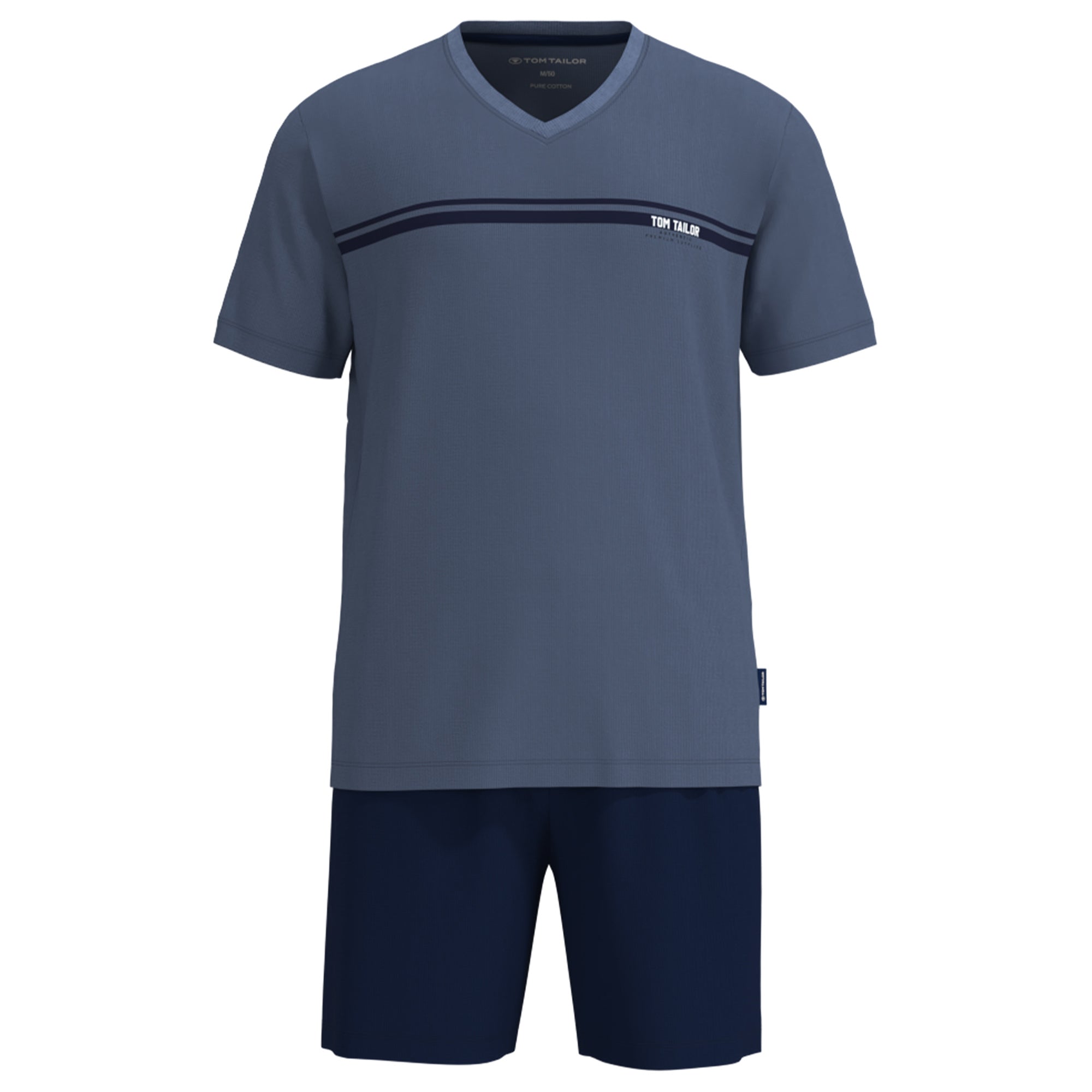TOM TAILOR Men Pyjamas, Short - Shorty, Pyjamas, Cotton, V-Neck, Single Jersey