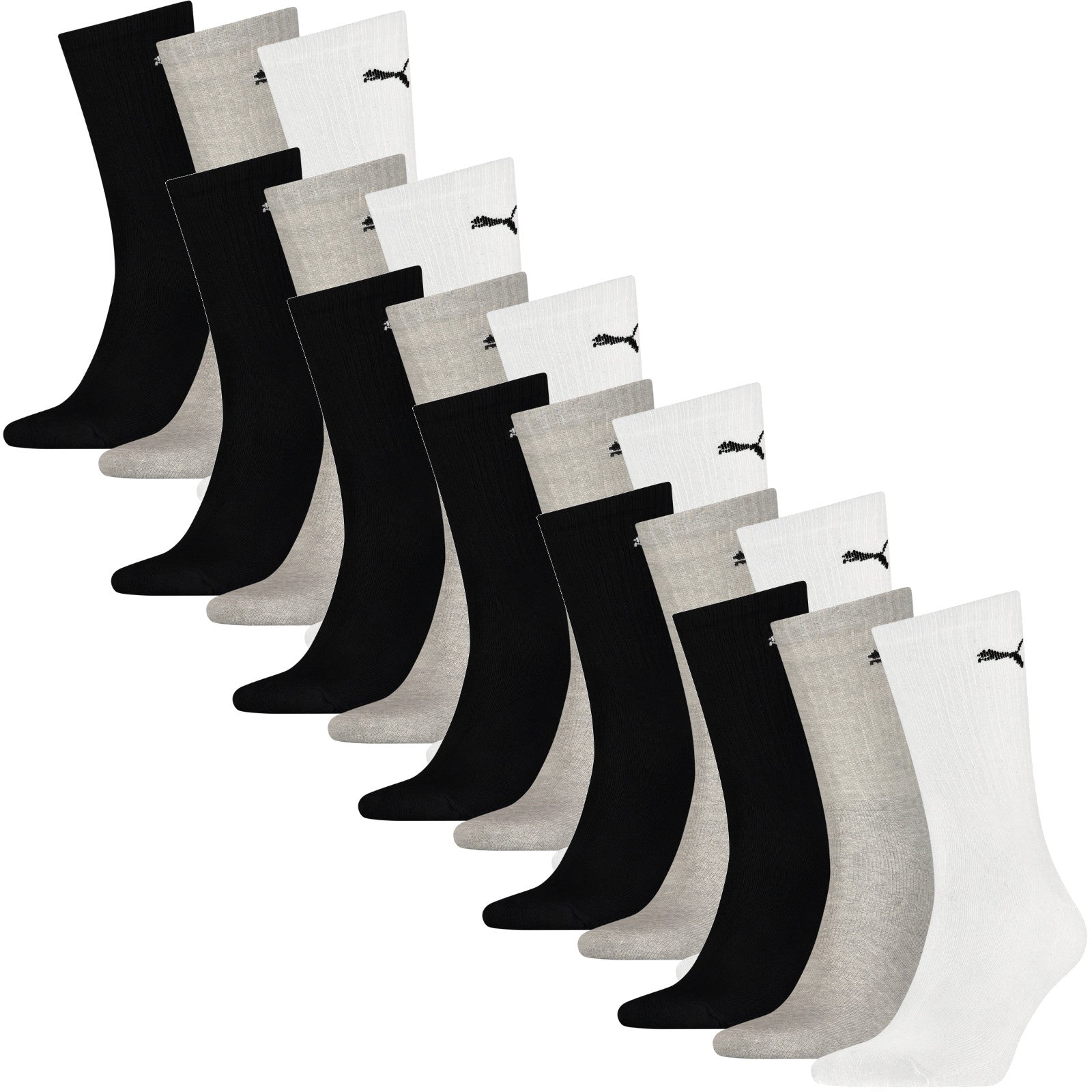 Puma Unisex Socken, Sportsocken 18 PAAR, Frotteesohle - verschiedene Farben