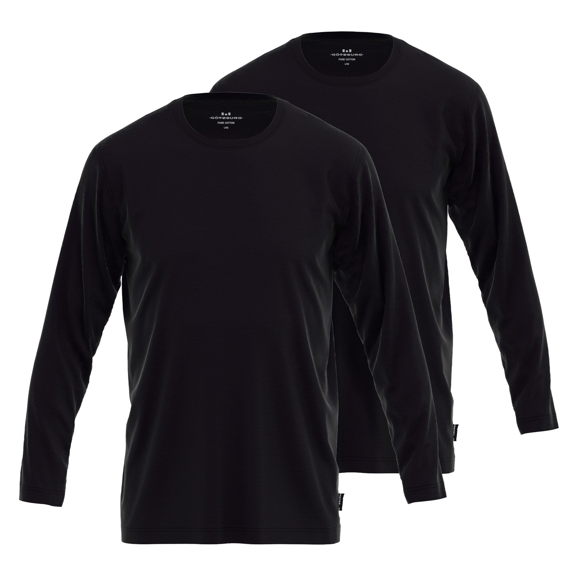 GÖTZBURG Herren Langarmshirt, 2er Pack - Baumwolle, Longsleeve, einfarbig