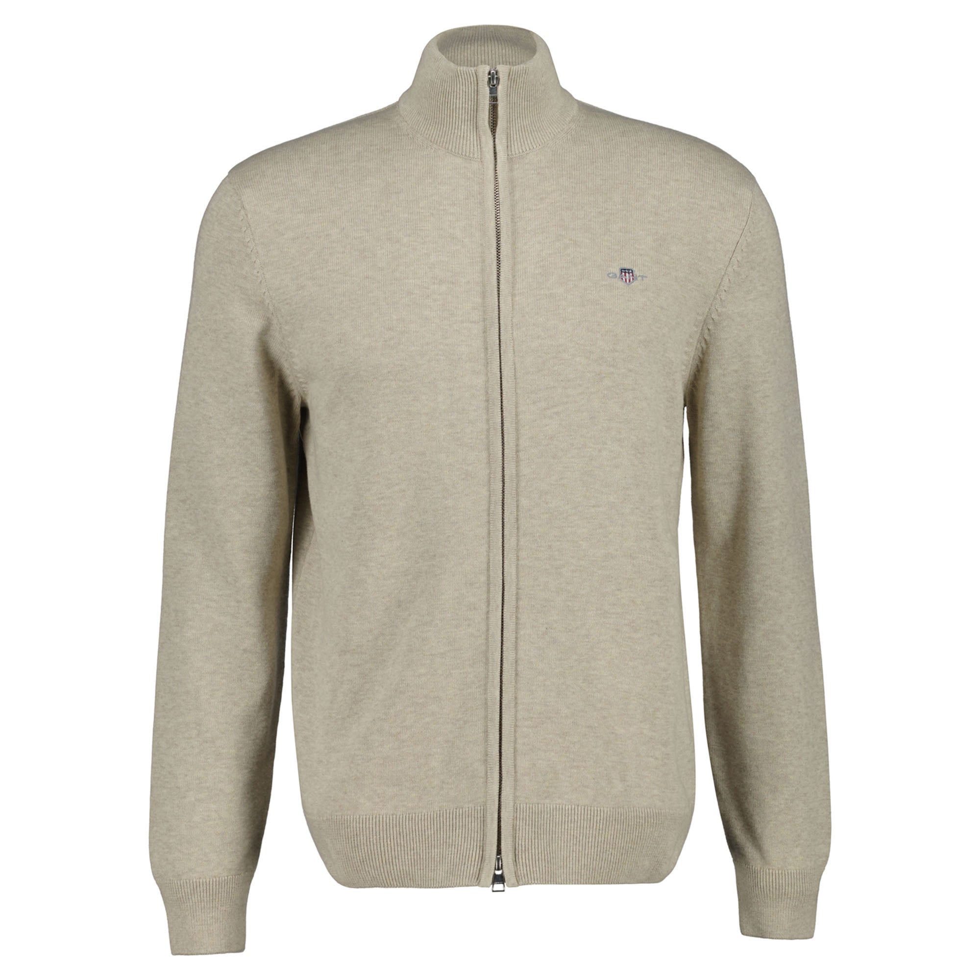 GANT men's cardigan - CASUAL COTTON ZIP CARDIGAN, stand-up collar, cotton