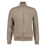 GANT Herren Strickjacke - CASUAL COTTON ZIP CARDIGAN, Stehkragen, Baumwolle