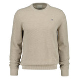 GANT Herren Stirckpullover mit Rundhals - Micro Textured Cotton C-Neck, Baumwolle