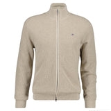 GANT Herren Stirckjacke mit Stehkragen - Micro Textured Cotton Zip Cardigan, Baumwolle