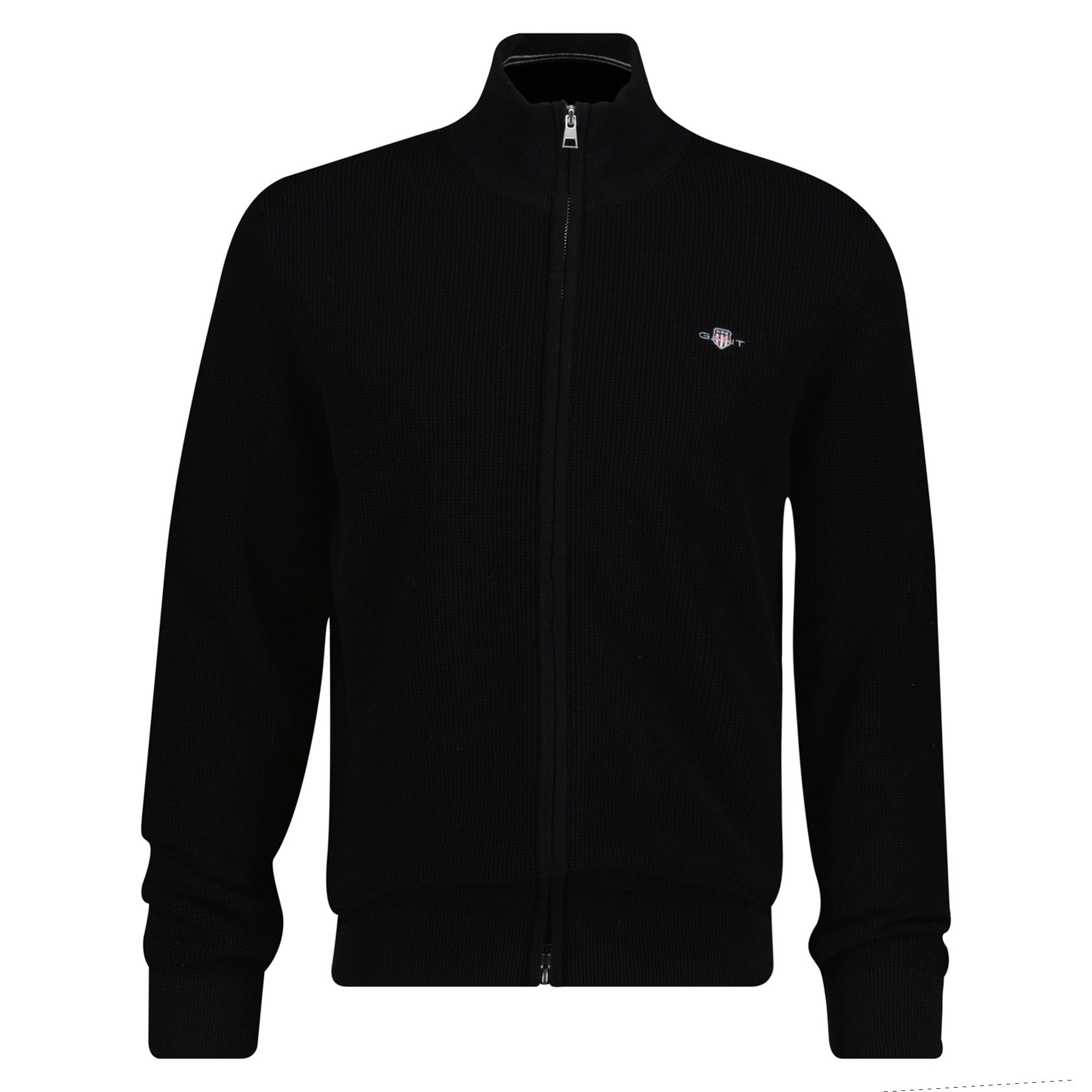 GANT Herren Stirckjacke mit Stehkragen - Micro Textured Cotton Zip Cardigan, Baumwolle