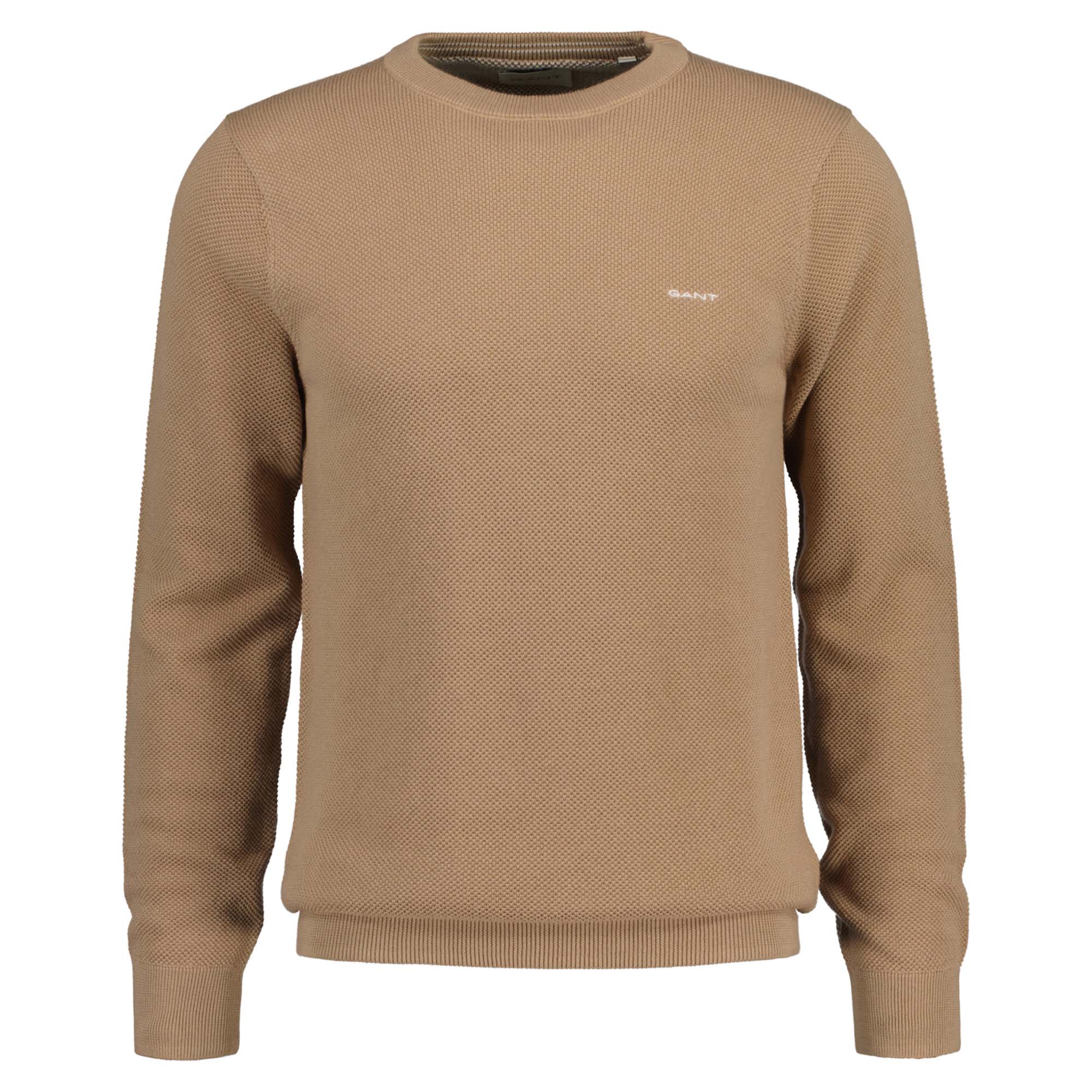 GANT Herren Pique-Strickpullover, Rundhals - COTTON PIQUE C-NECK, Baumwolle