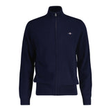 GANT Herren Strickjacke, Wolle - EXTRAFINE LAMBSWOOL ZIP CARDIGAN, Stehkragen