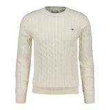 GANT Herren Stirckpullover - COTTON CABLE C-NECK, Zopfstrick, Rundhals, Baumwolle