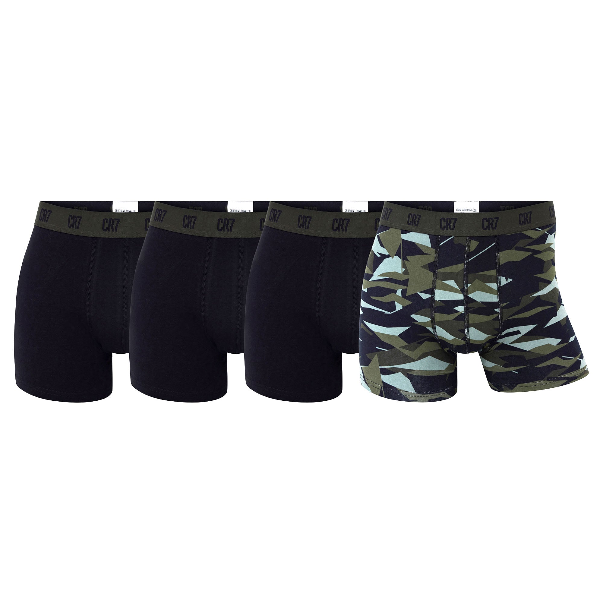 CR7 Herren Boxershorts, 4er Pack - Camouflage, Trunks, Cotton Stretch, Logobund