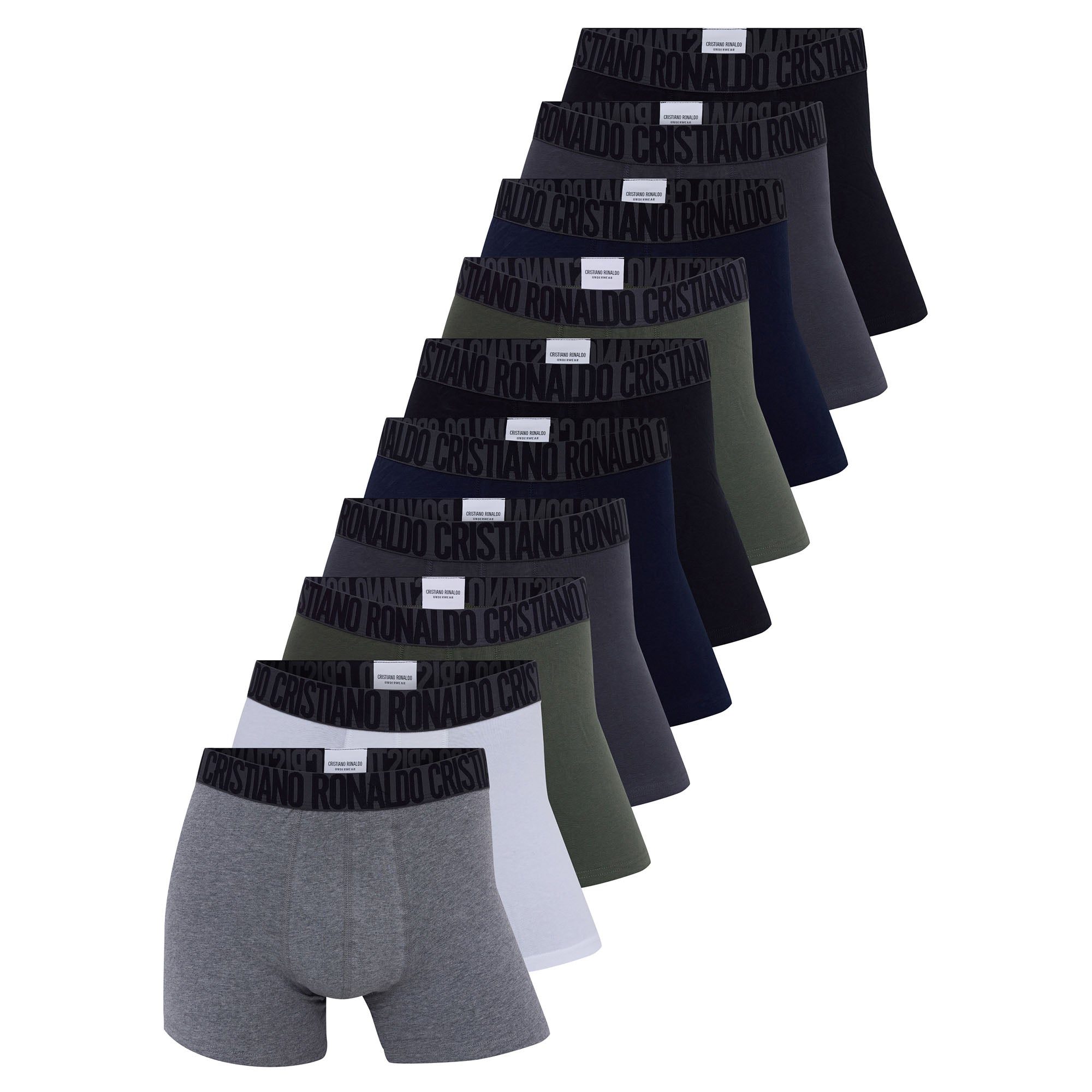 CR7 Herren Boxershorts, 10er Pack - Trunks, Cotton Stretch, Logobund
