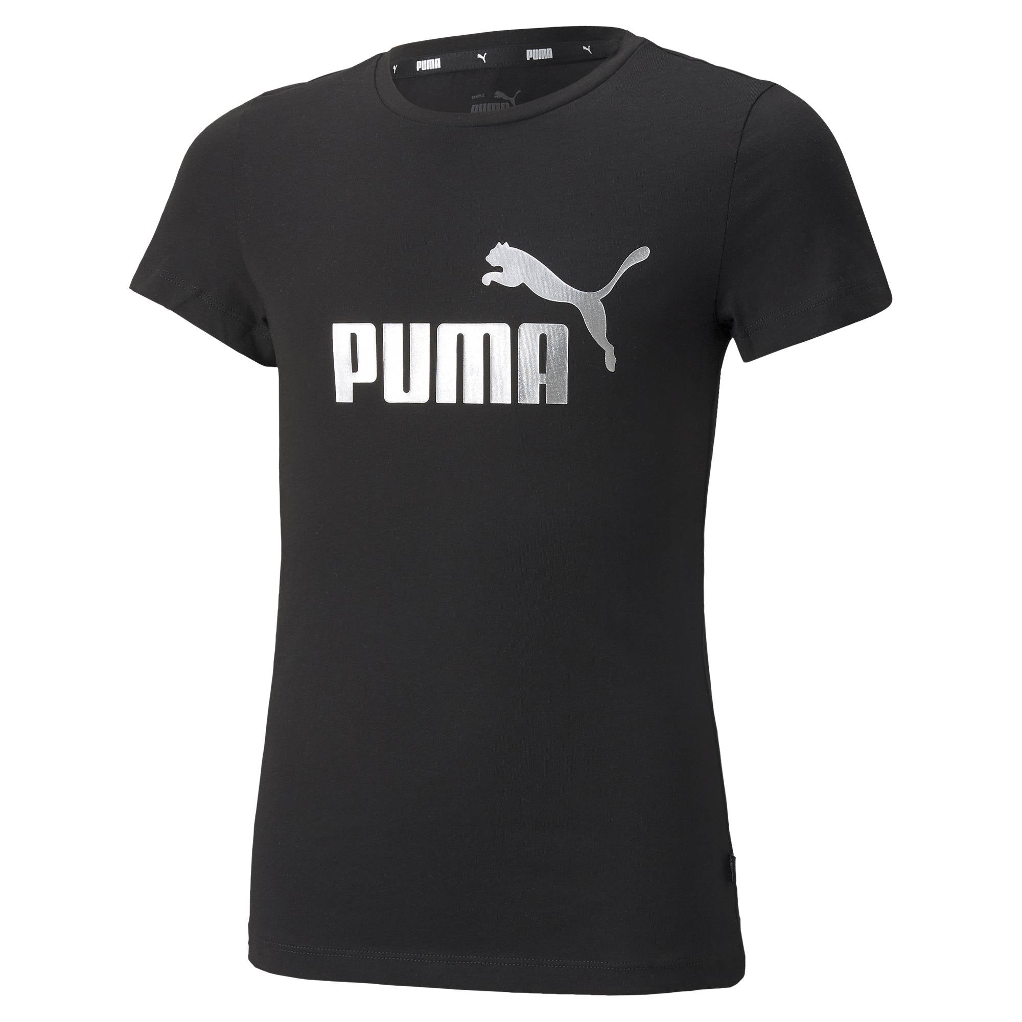 PUMA Mädchen T-Shirt - ESS+ Metallic LOGO TEE, Rundhals, Kurzarm, uni