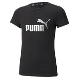 PUMA Mädchen T-Shirt - ESS+ Metallic LOGO TEE, Rundhals, Kurzarm, uni