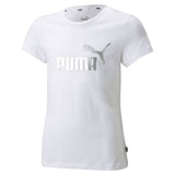 PUMA Mädchen T-Shirt - ESS+ Metallic LOGO TEE, Rundhals, Kurzarm, uni