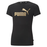 PUMA Mädchen T-Shirt - ESS+ Metallic LOGO TEE, Rundhals, Kurzarm, uni