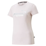 PUMA Damen T-Shirt - ESS+ Metallic Logo Tee, Rundhals, Kurzarm, uni