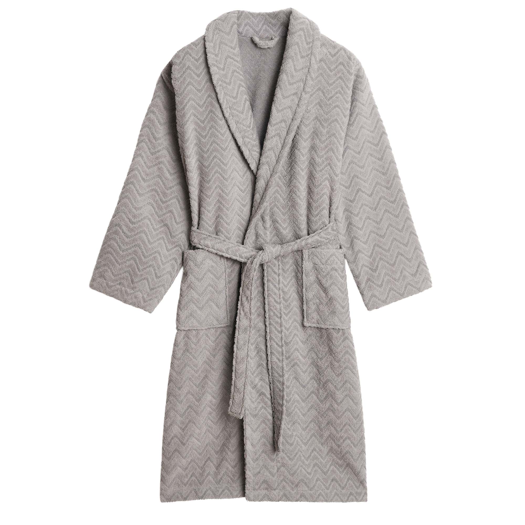 GANT Unisex Bathrobe - JACQUARD HERRINGBONE ROBE, shawl collar, herringbone pattern