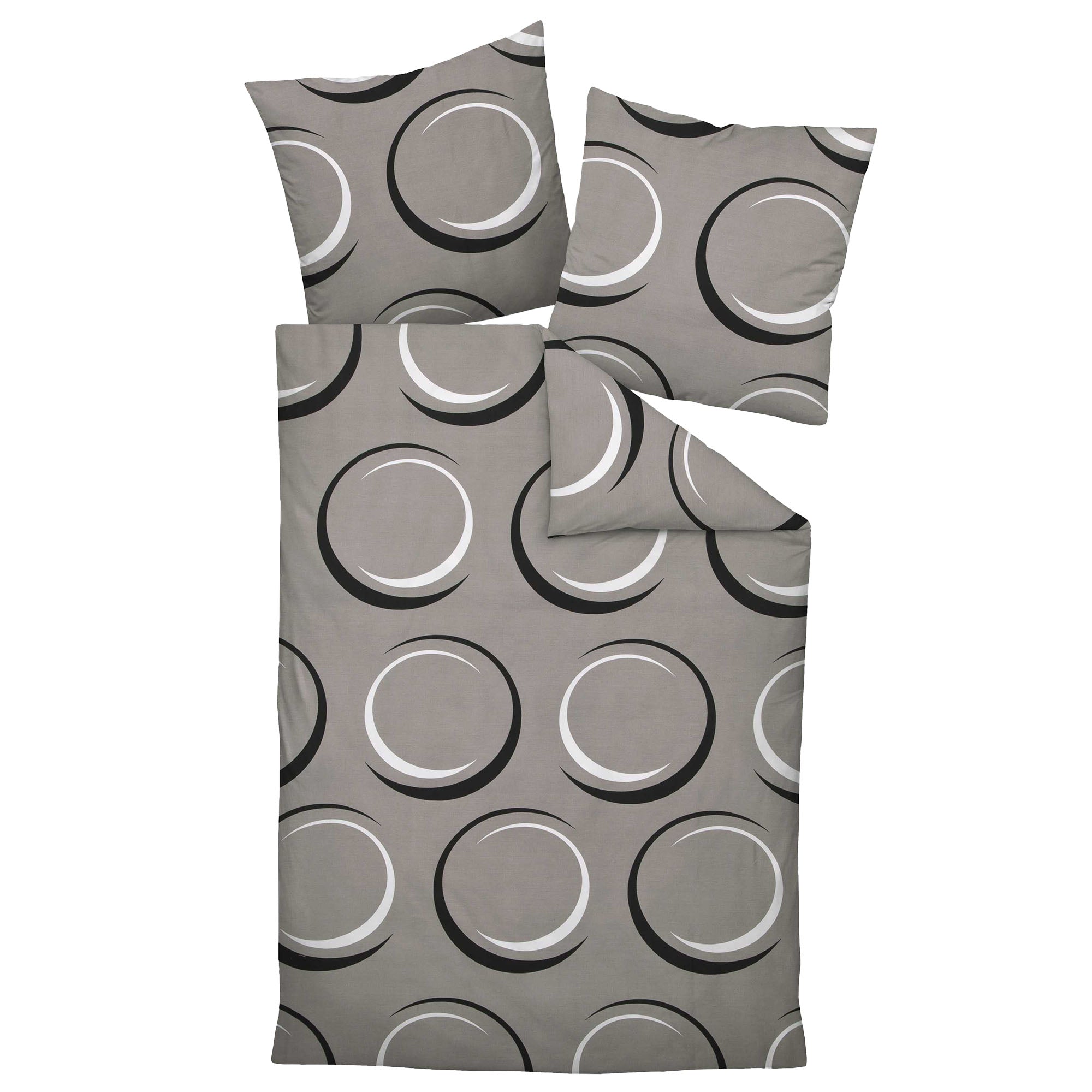 Janine Bed Linen 2 Pieces - J.D., Maco Satin, mercerized Cotton, Silk Finish, graphic Pattern