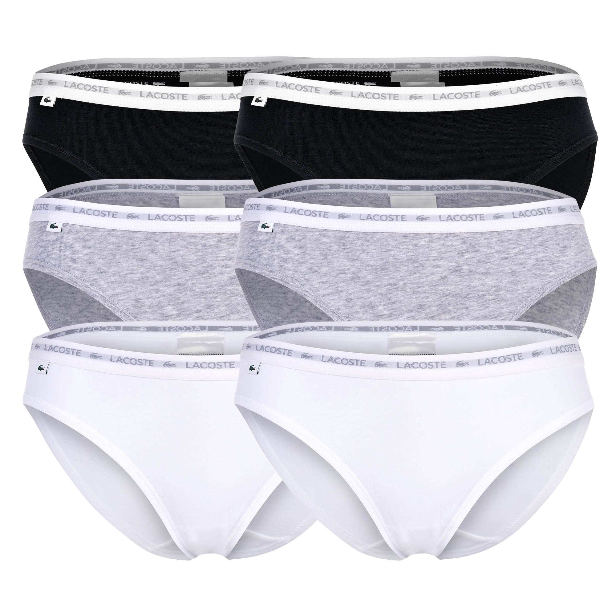 LACOSTE Damen Slips, 6er Pack - Brief, Unterwäsche, Cotton Stretch, Logobund, einfarbig
