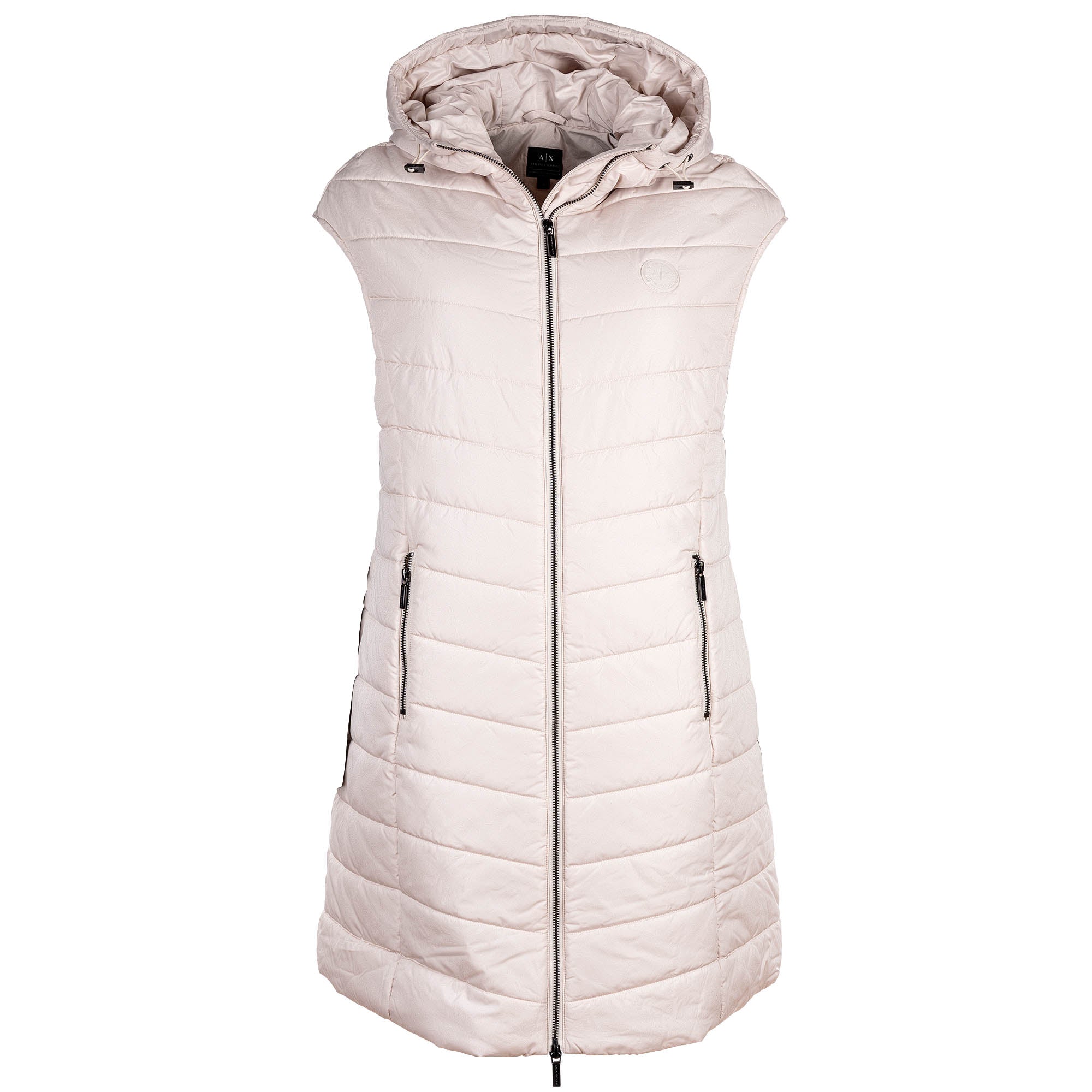 A|X ARMANI EXCHANGE women's down coat - quilted jacket, zipper, hood, logo print