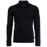 A|X ARMANI EXCHANGE men's long-sleeved polo shirt - button placket, pique, cotton stretch