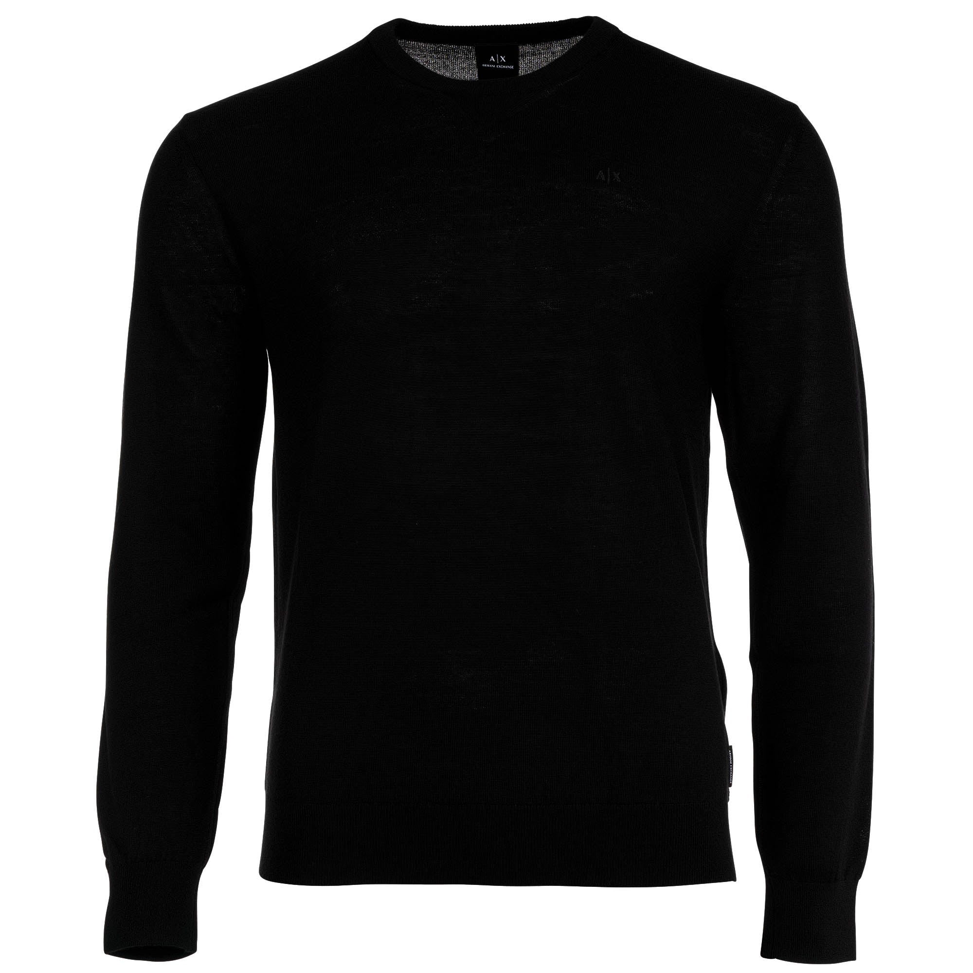 A|X ARMANI EXCHANGE Herren Strickpullover - Schurwolle, Rundhals, Logo, einfarbig