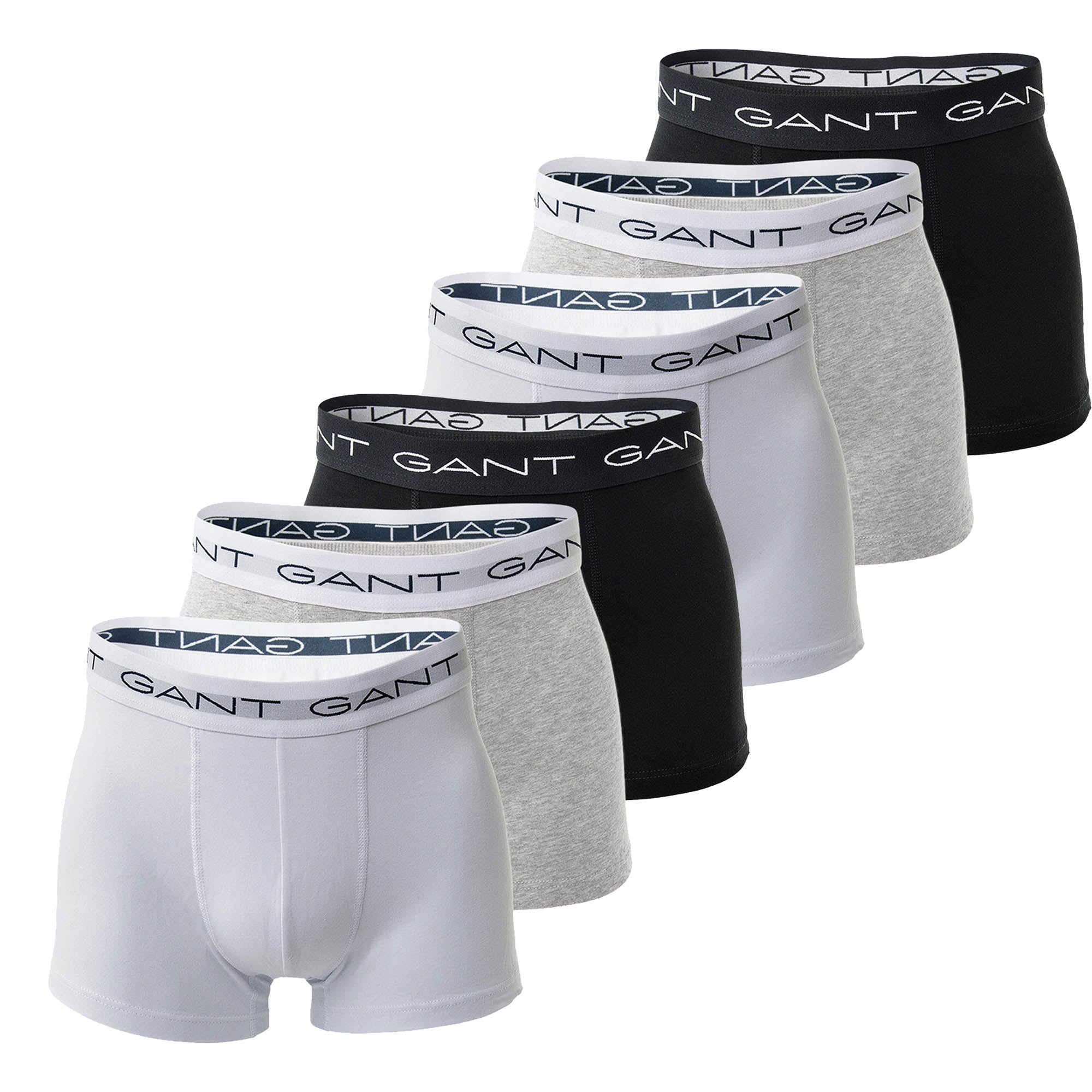 GANT Herren Boxershorts, 6er Pack - Trunks, Cotton Stretch, Logo, einfarbig