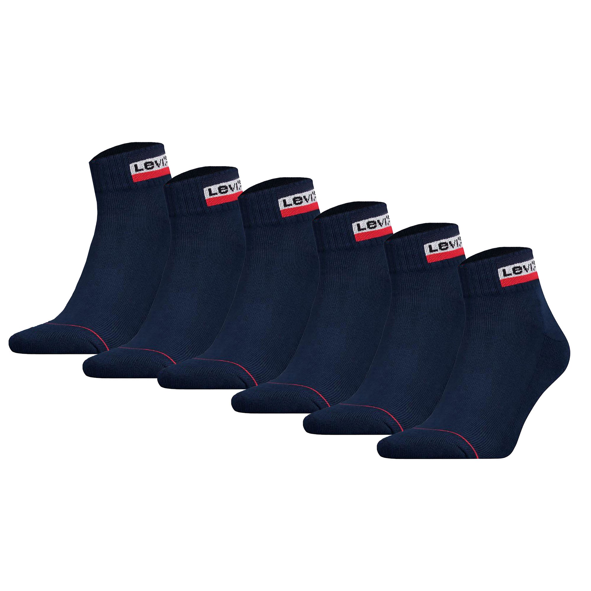 Levi's Unisex 6er Pack Sportsocken - Mid Cut SPRTWR, Logo, einfarbig