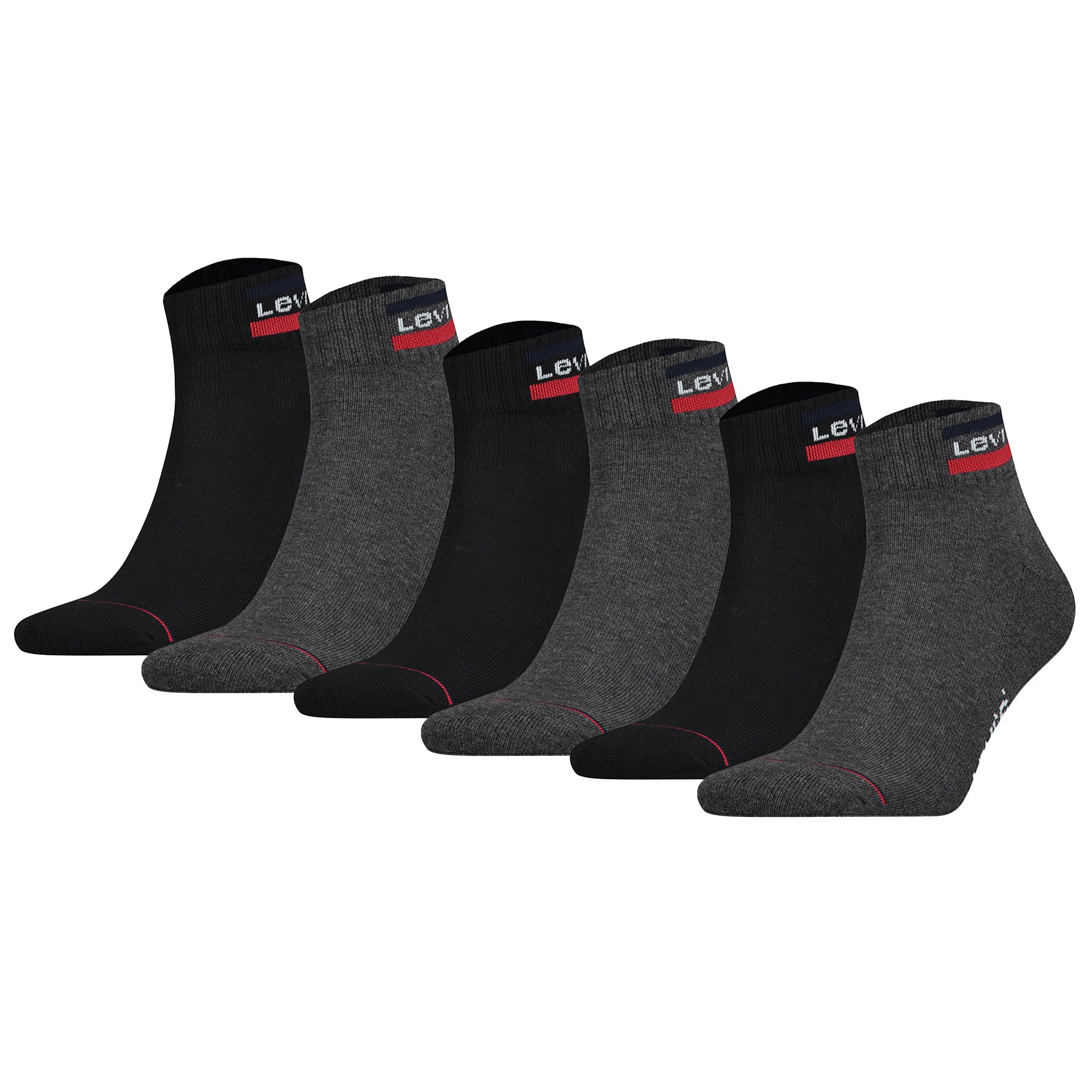 Levi's Unisex 6er Pack Sportsocken - Mid Cut SPRTWR, Logo, einfarbig