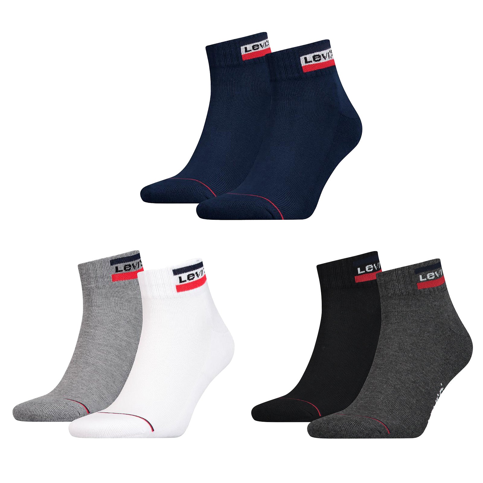Levi's Unisex Sportsocken, Vorteilspack - Mid Cut SPRTWR, Logo, einfarbig