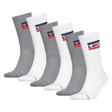 Levi's Unisex 6-Pack Sports Socks - Regular Cut SPRTWR, Logo, Unicolor
