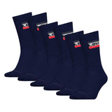 Levi's Unisex 6er Pack Sportsocken - Regular Cut SPRTWR, Logo, einfarbig