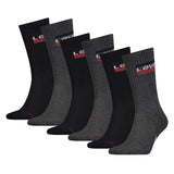 Levi's Unisex 6er Pack Sportsocken - Regular Cut SPRTWR, Logo, einfarbig